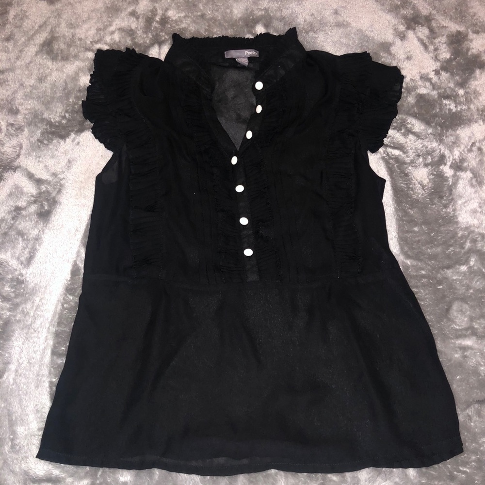 Poetry Sheer Black Top Size Large
